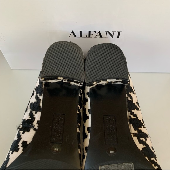 Alfani Womens Cashh Black-Ivory Plaid Slip On Block Heel Pumps Shoes US 8 M - Picture 6 of 9